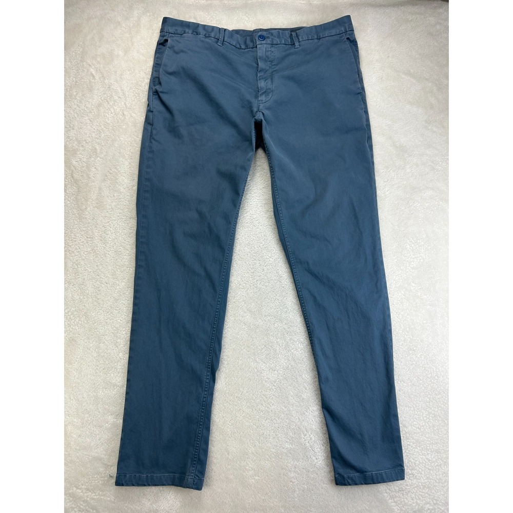Bonobos Chino Pants Mens 38x34 Blue Flat Front Stretch Slim Fit Straight Leg